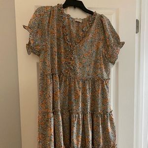 Maternity - blue and orange floral - polyester tunic dress- size xl- hailey&co